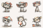 Whimsical summer cat clipart, an Illustration by Designworld (Thumbnail 2 of 4)