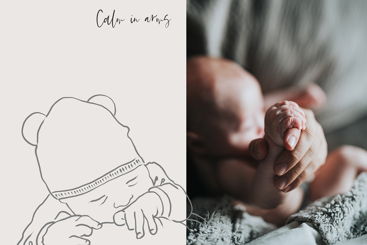 Newborn Line Art Clipart, a Person Illustration by natalisart (Photo 10 of 10)