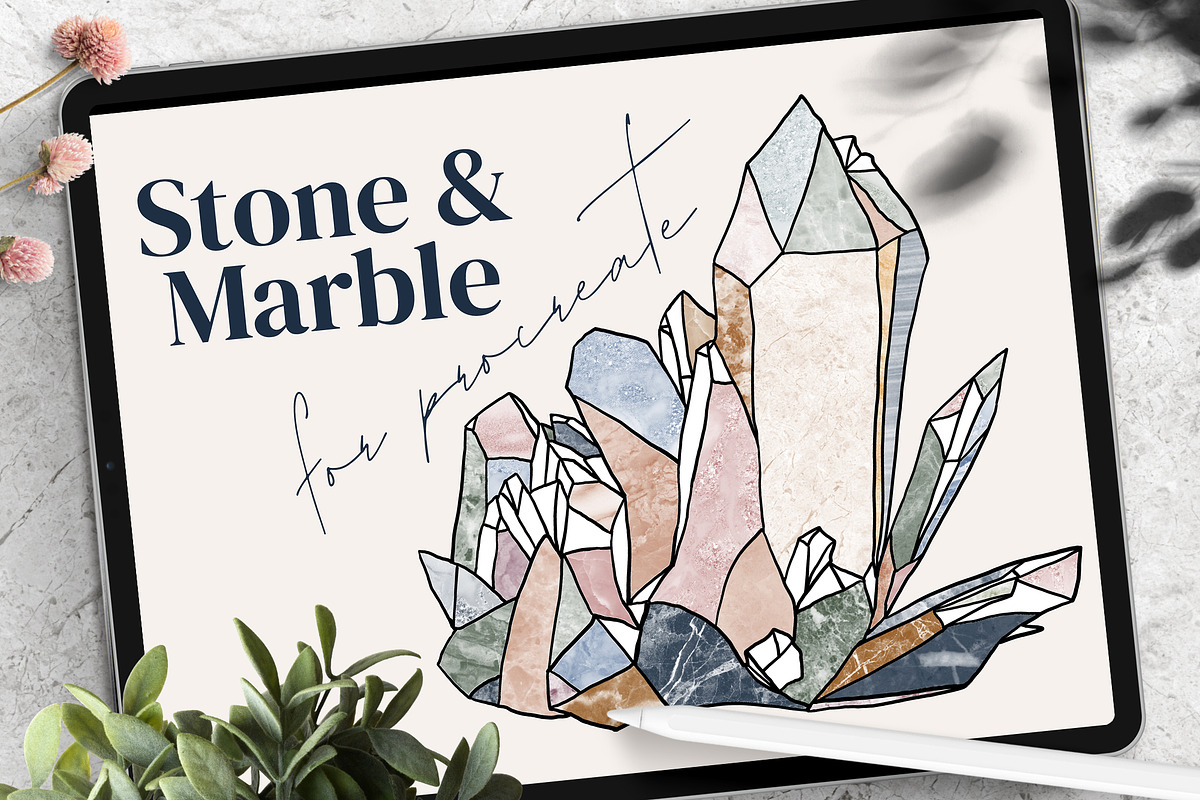 Stone & Marble Brushes for Procreate, a Brush Add-On by AJ Brushes (Photo 1 of 10)