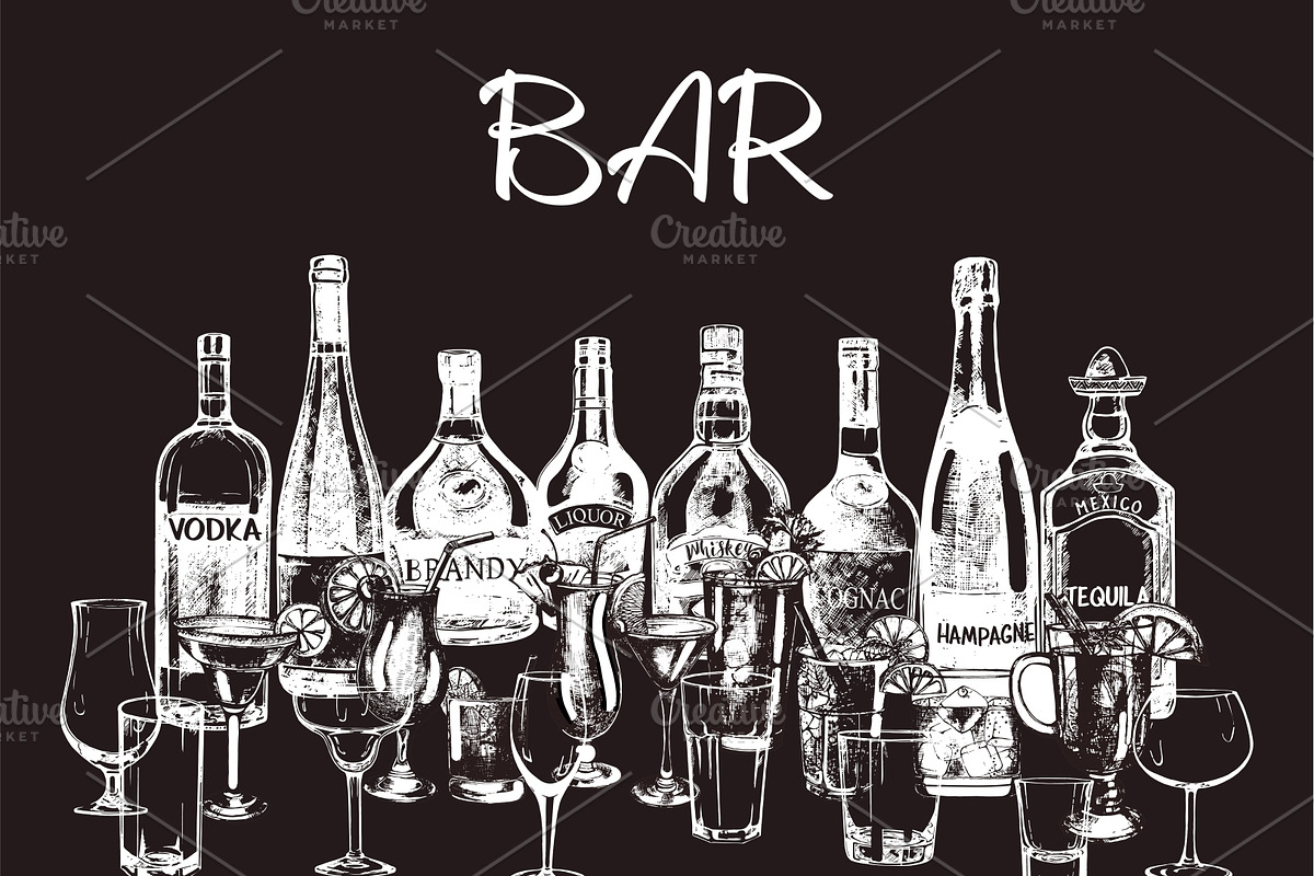 Cocktails, Drinks & Glasses, a Decorative Illustration by Ecaterina Sciuchina (Photo 3 of 9)