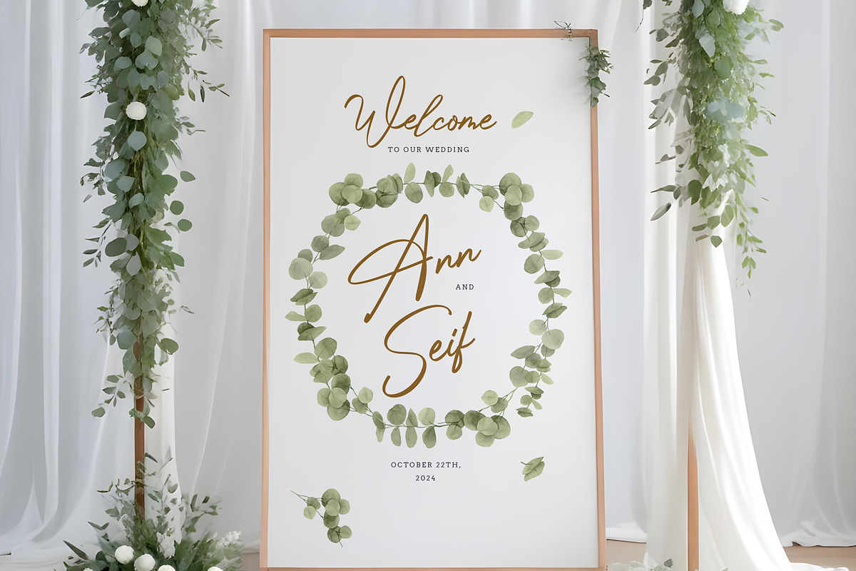 Eucalyptus Wedding Sign, a Poster Template by Aarley Kaiven (Photo 3 of 3)