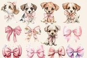 PINK COQUETTE BOWS AND DOGS CLIPART, an Animal Illustration by Daring Digies (Thumbnail 2 of 7)