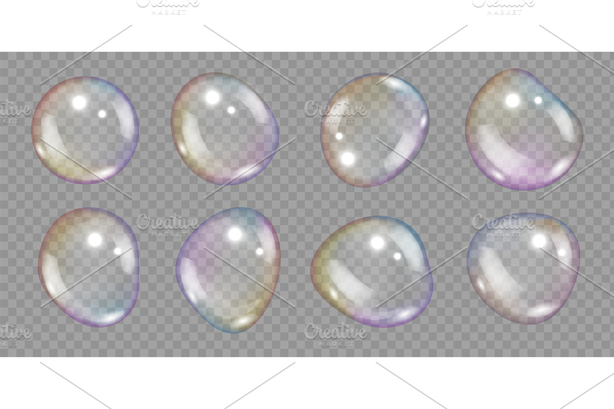 Soap bubbles. 3D realistic soapy air, an Object Illustration by Frogella