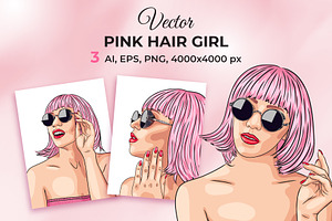 Vector Pink Hair Girl
