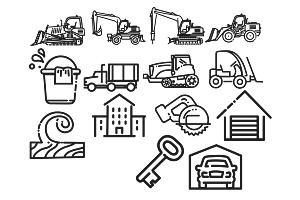 Construction Icons Outlines Set 1