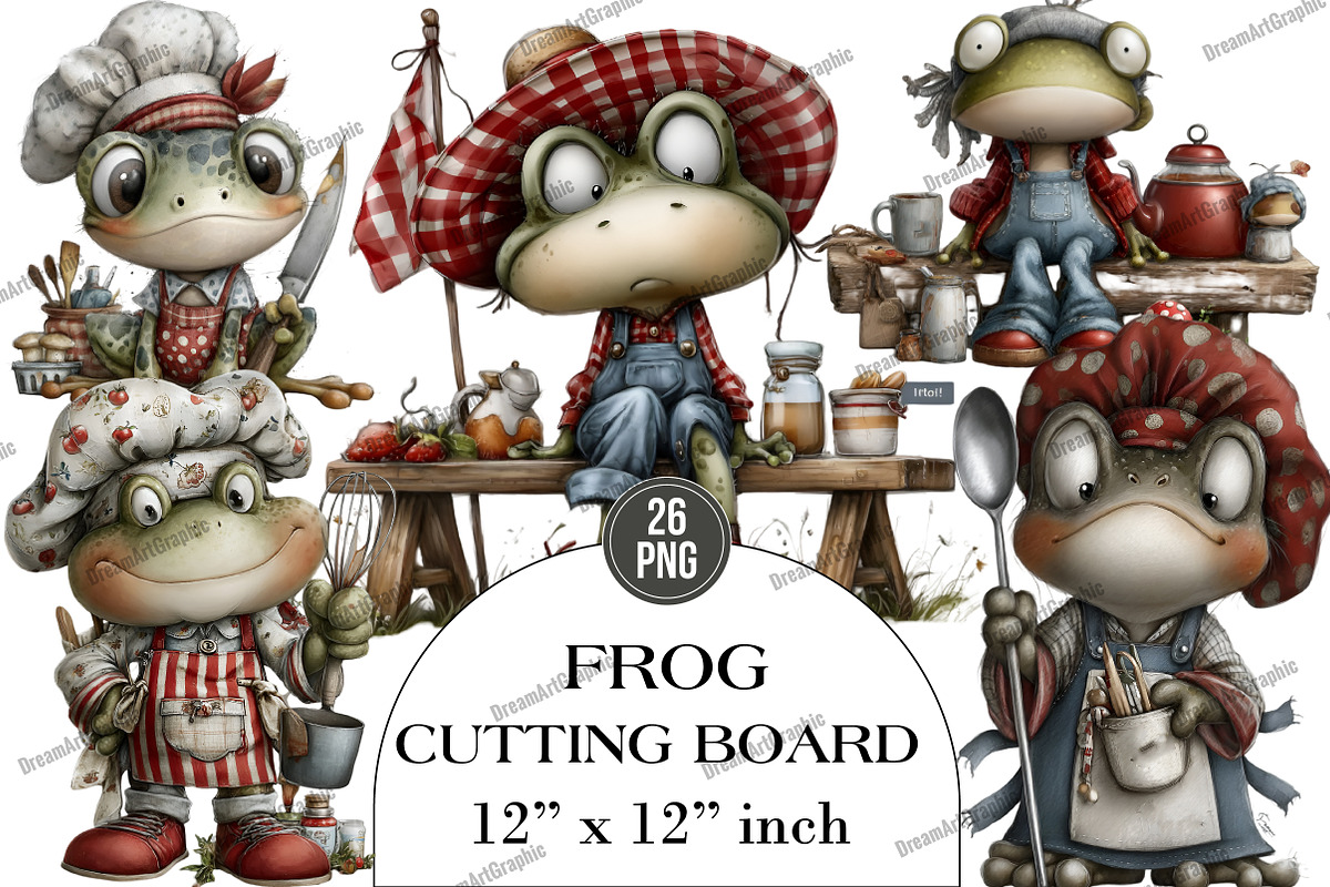 Frog Cutting Board Clipart, an Illustration by DreamArtGraphic (Photo 1 of 4)