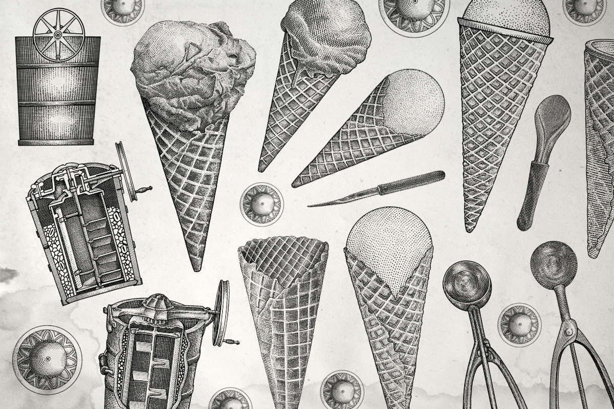 Engraving Ice Cream Illustration Set, an Illustration by RMPL.std (Photo 4 of 4)