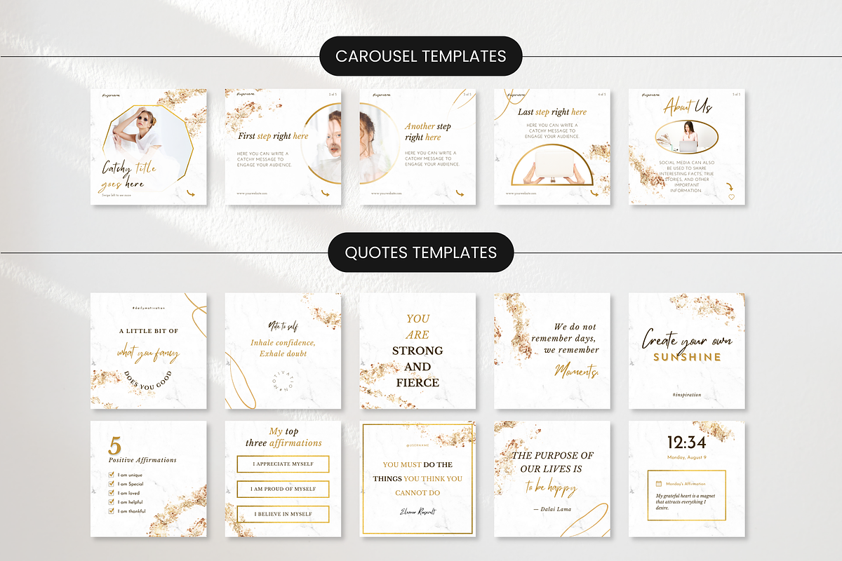 White & Gold Social Media Bundle Kit, a Social Media Template by DigiPax (Photo 5 of 10)
