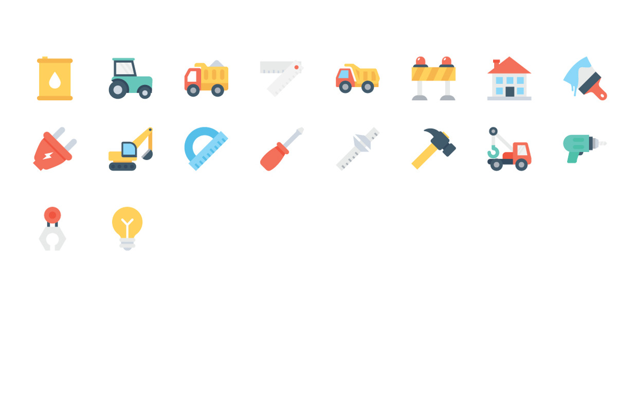 130 Flat Construction Icons, an Icon by Vectors Market