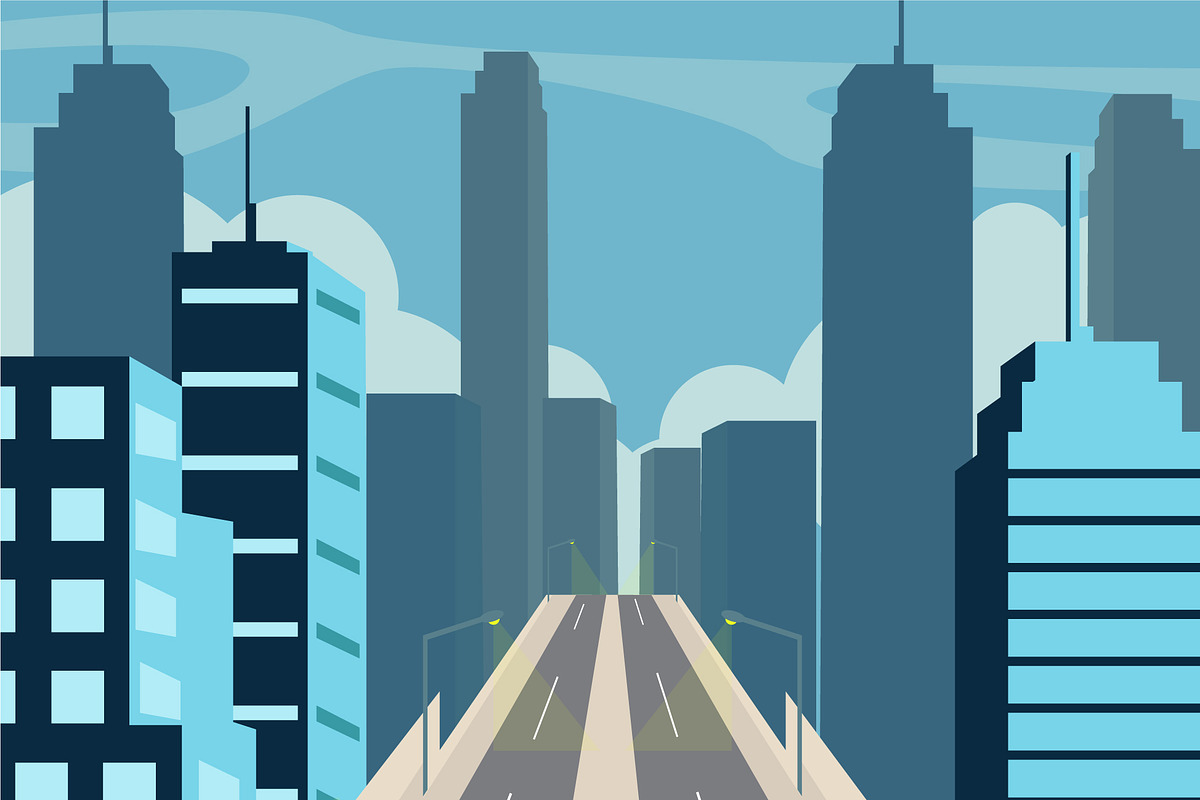 modern city highway landscaped, a Decorative Illustration by zyxroun shop