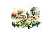 Farms - Watercolor illustrations 01, an Illustration by Graxaim Mock-up (Thumbnail 5 of 9)