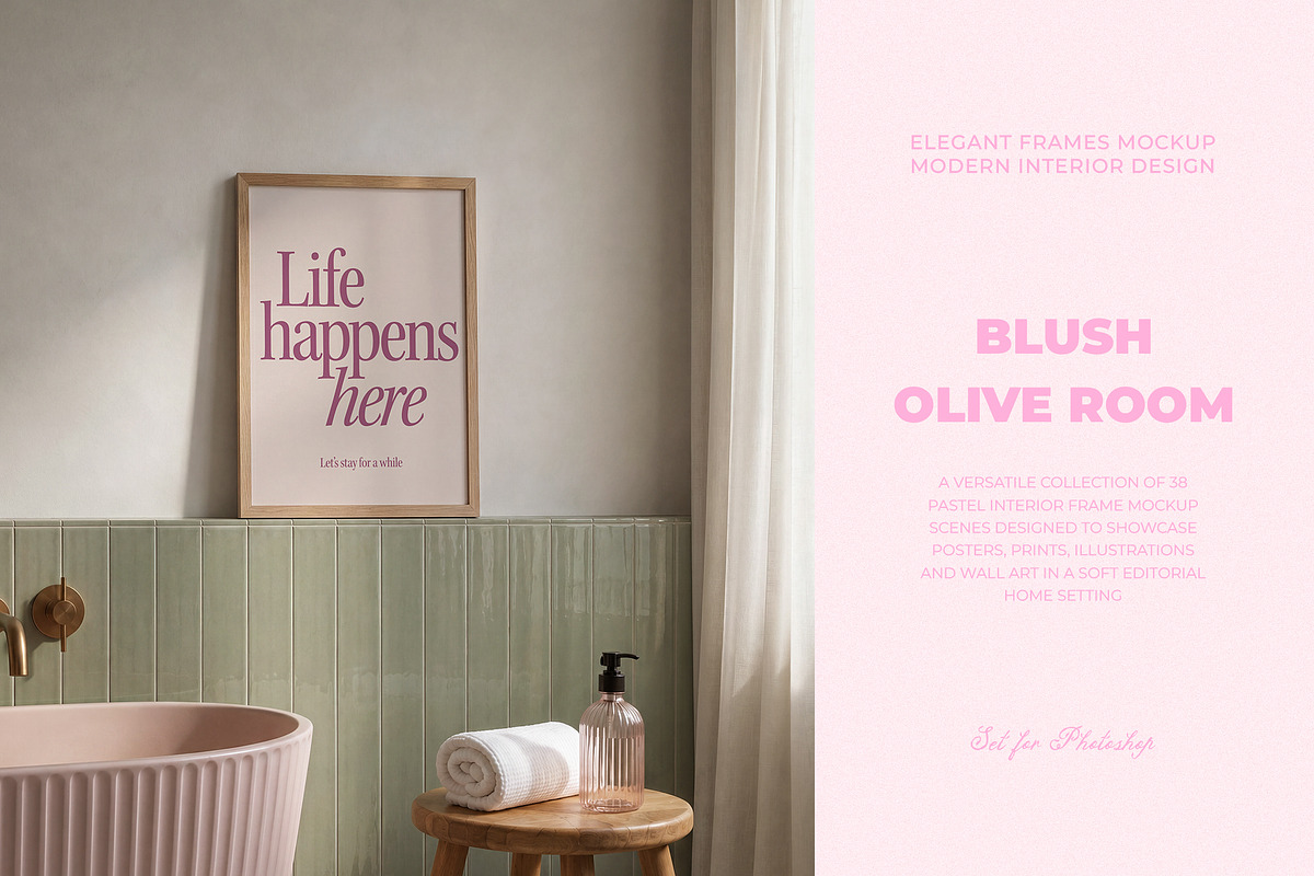 Blush Olive Room Frames Mockups, a Household Mockup by Muse Mockups (Photo 11 of 19)