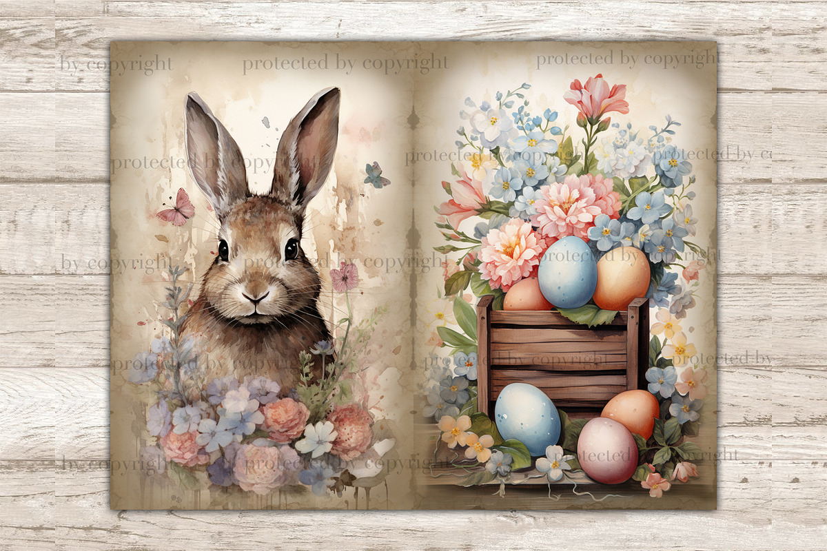 Rustic Easter Junk Journal Pages, a Seasonal Illustration by GlamArtZhanna (Photo 8 of 10)