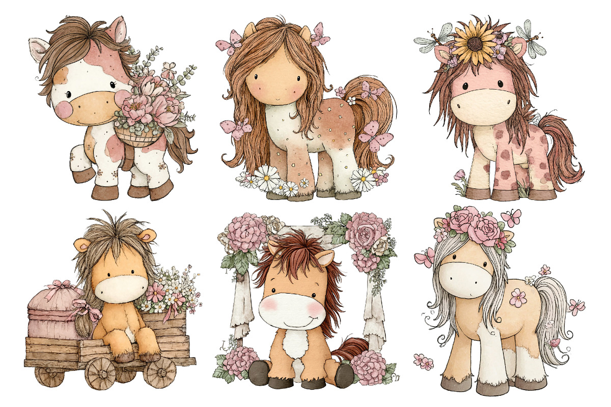 Cute Pony Horse Clipart, an Animal Illustration by Creative Art (Photo 4 of 7)