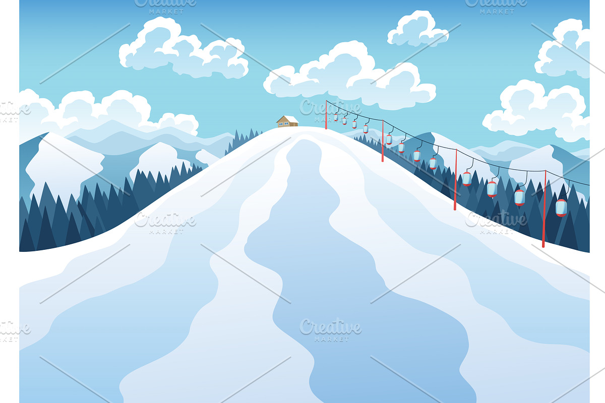 Mountain ski resort landscape, a Sport Illustration by Things for designers