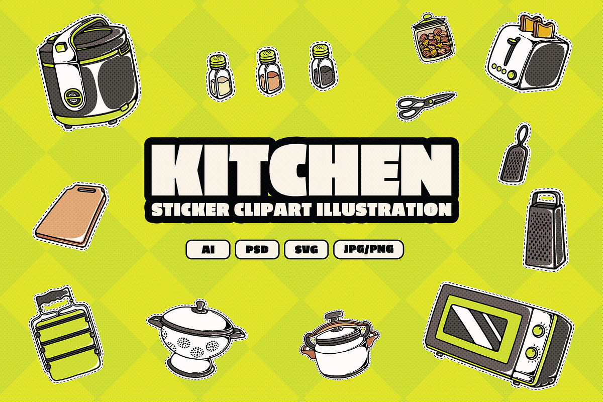 Retro Kitchen Sticker Illustration, an Object Illustration by Decoconio Design (Photo 1 of 6)