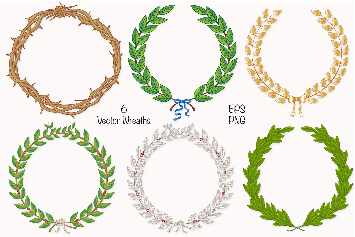 Wreath & Laurel Collection Vector, a Decorative Illustration by Studio Indigo