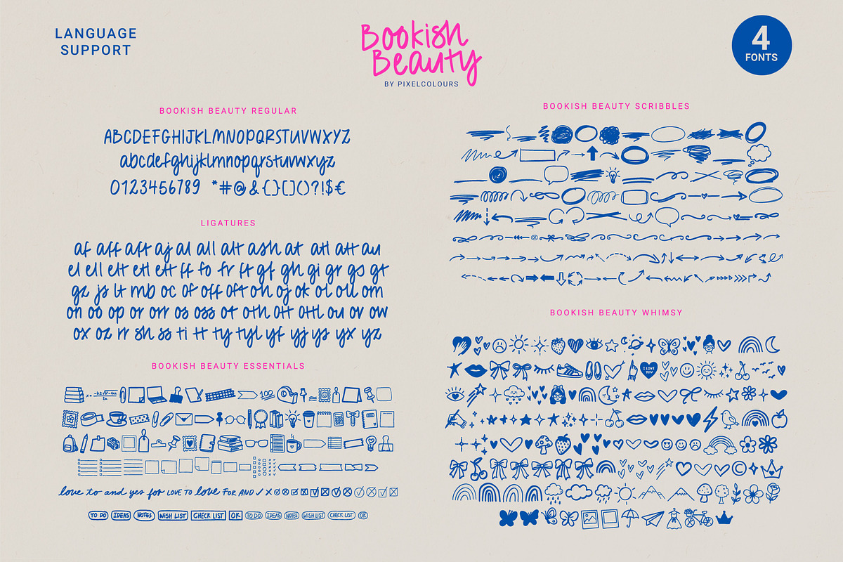 Handwritten Font Duo Bookish Beauty, a Handwritten Font by pixelcolours (Photo 7 of 14)