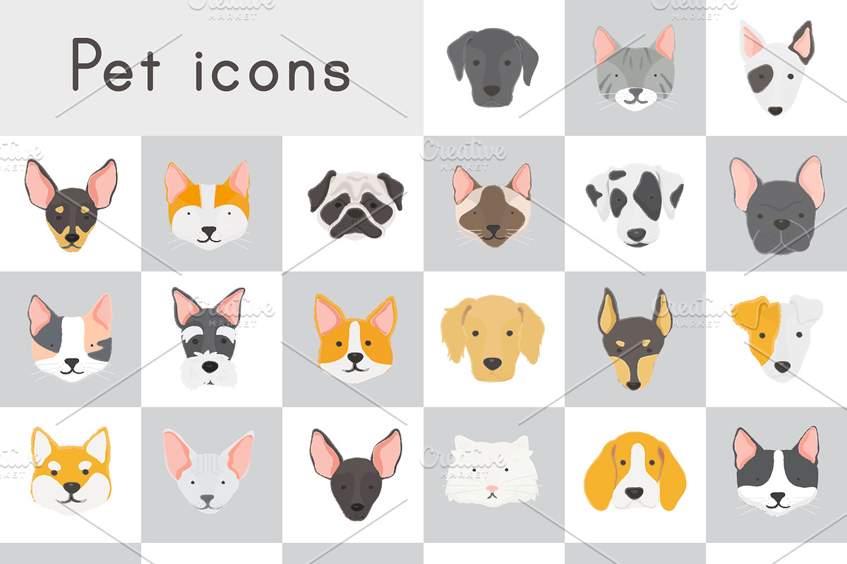 Cats and dogs icons, an Animal Illustration by rawpixel