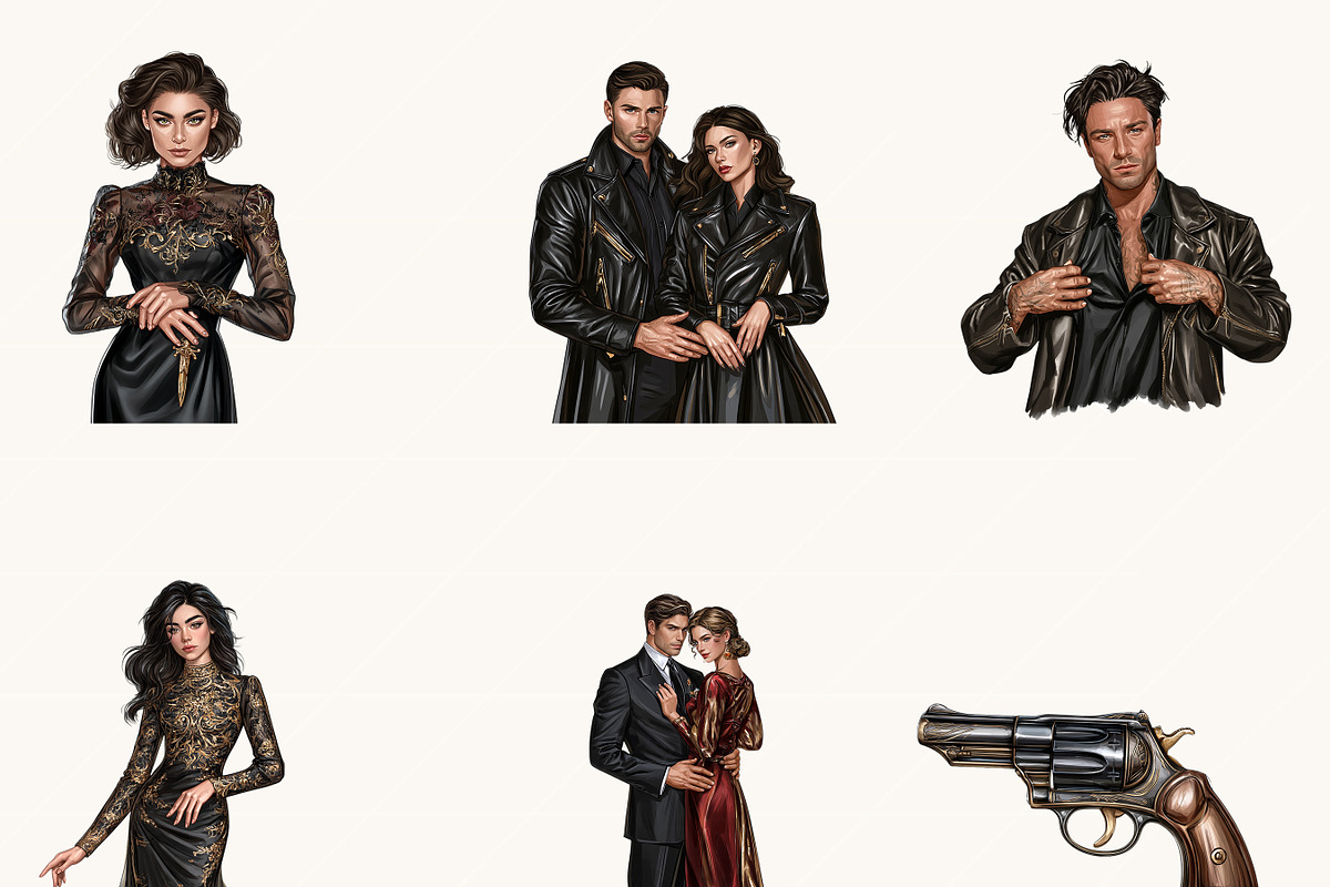Mafia Romance Clipart Bundle, a Person Illustration by BusyDaydesign (Photo 5 of 9)