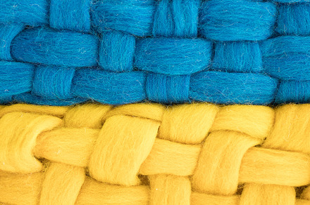 blue and yellow flag of ukraine made