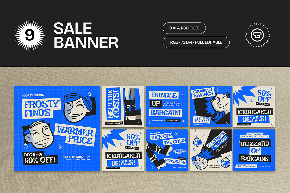 Blue Scrapbook Winter Sale Banner, an UI Kit Template by graphicook (Photo 1 of 8)
