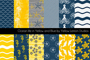 Ocean Life in Blue and Yellow paper, an Animal Illustration by Yellow Lemon Studios (Thumbnail 1 of 2)