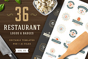36 Restaurant Logos and Badges, a Branding & Logo Template by Vasya Kobelev (Thumbnail 1 of 19)