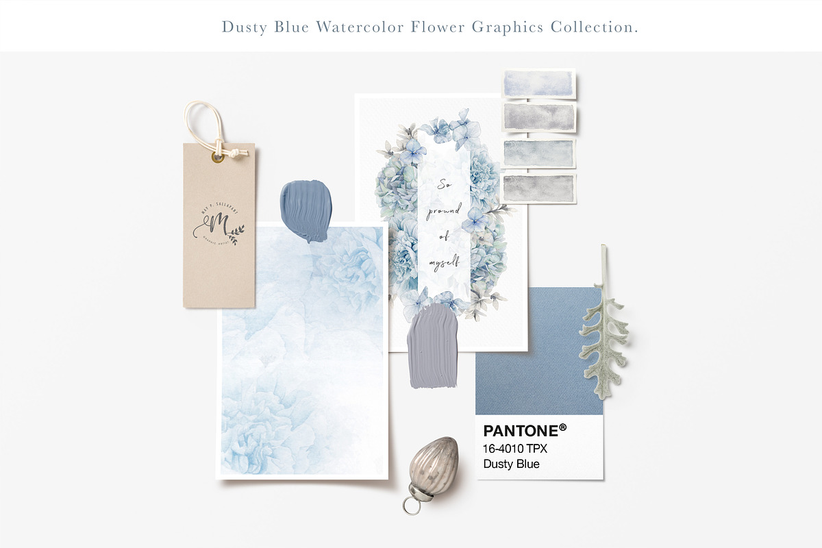 Dusty Blue Watercolor Flower Graphic, an Illustration by May • SHO (Photo 15 of 16)