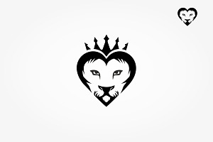 Heart Lion King Crown Logo