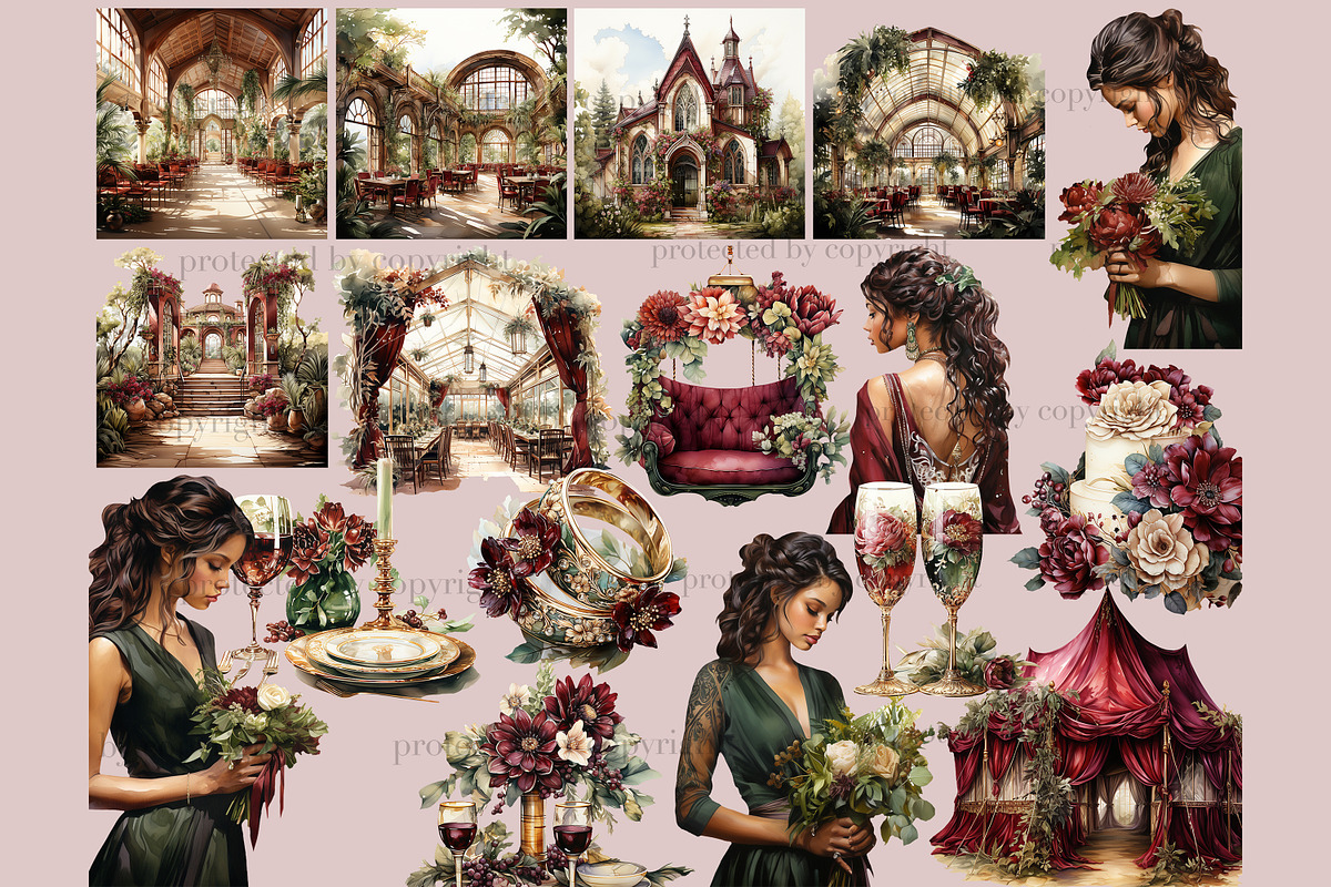 Bohemian Wedding Clipart Set, a Person Illustration by GlamArtZhanna (Photo 2 of 5)