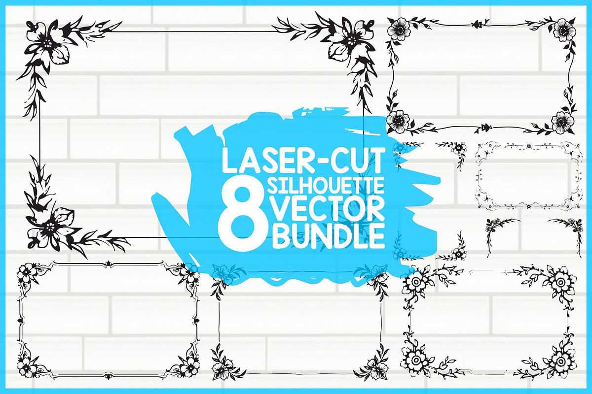 Flower Silhouette Frame Pack, an Illustration by Amazin_art (Photo 1 of 9)
