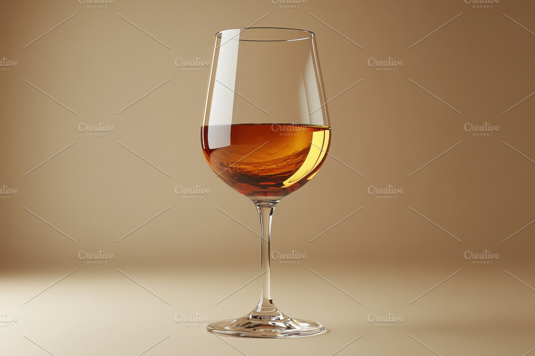 Elegant wine glass with amber liquid, a Photo by Tanuart