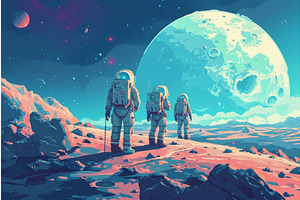 Astronauts Exploring Planet