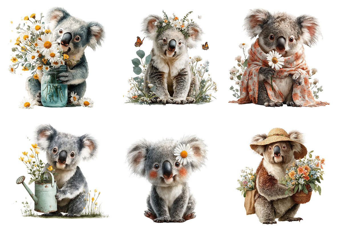 Spring Cute Koala Clipart, an Illustration by Designworld (Photo 4 of 8)