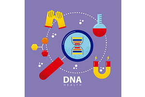five dna study icons, an Illustration by studiogstock