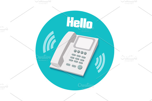 Phone in flat design. Landline phone preview 2