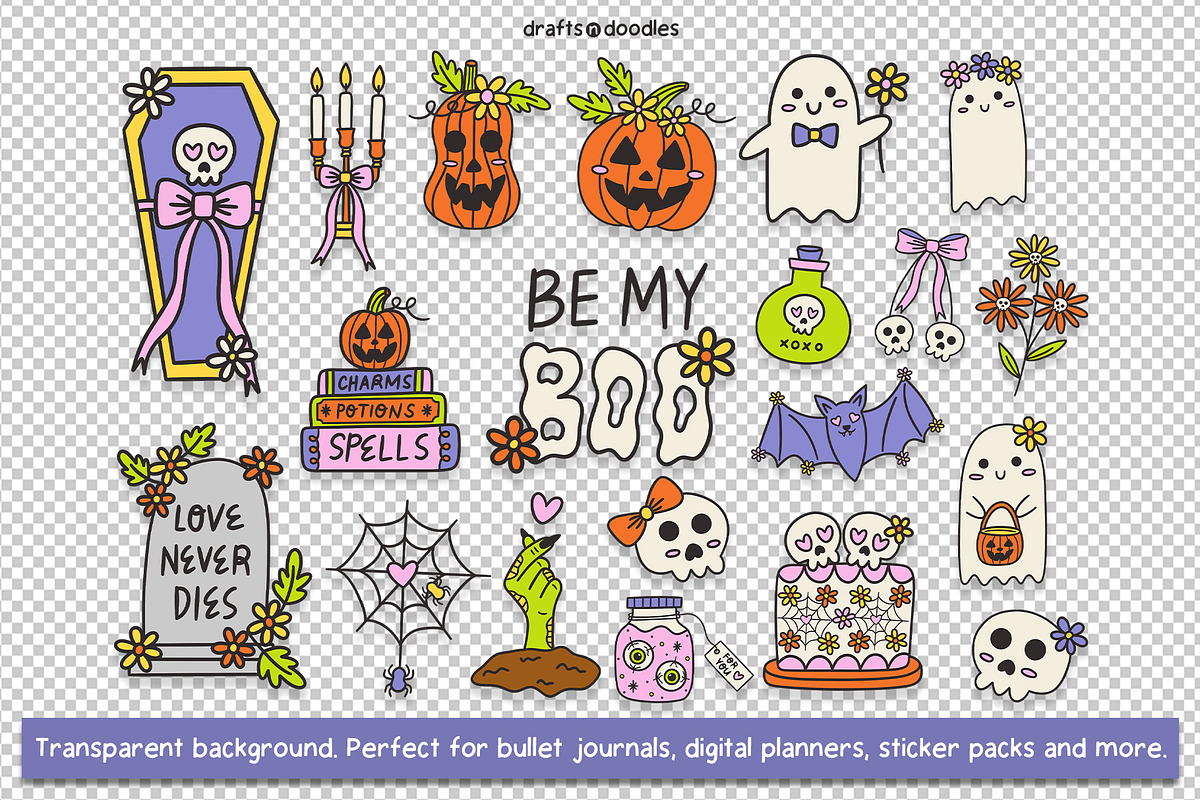 Spooky and Romantic Halloween Set, a Pattern Graphic by Drafts n Doodles (Photo 3 of 12)
