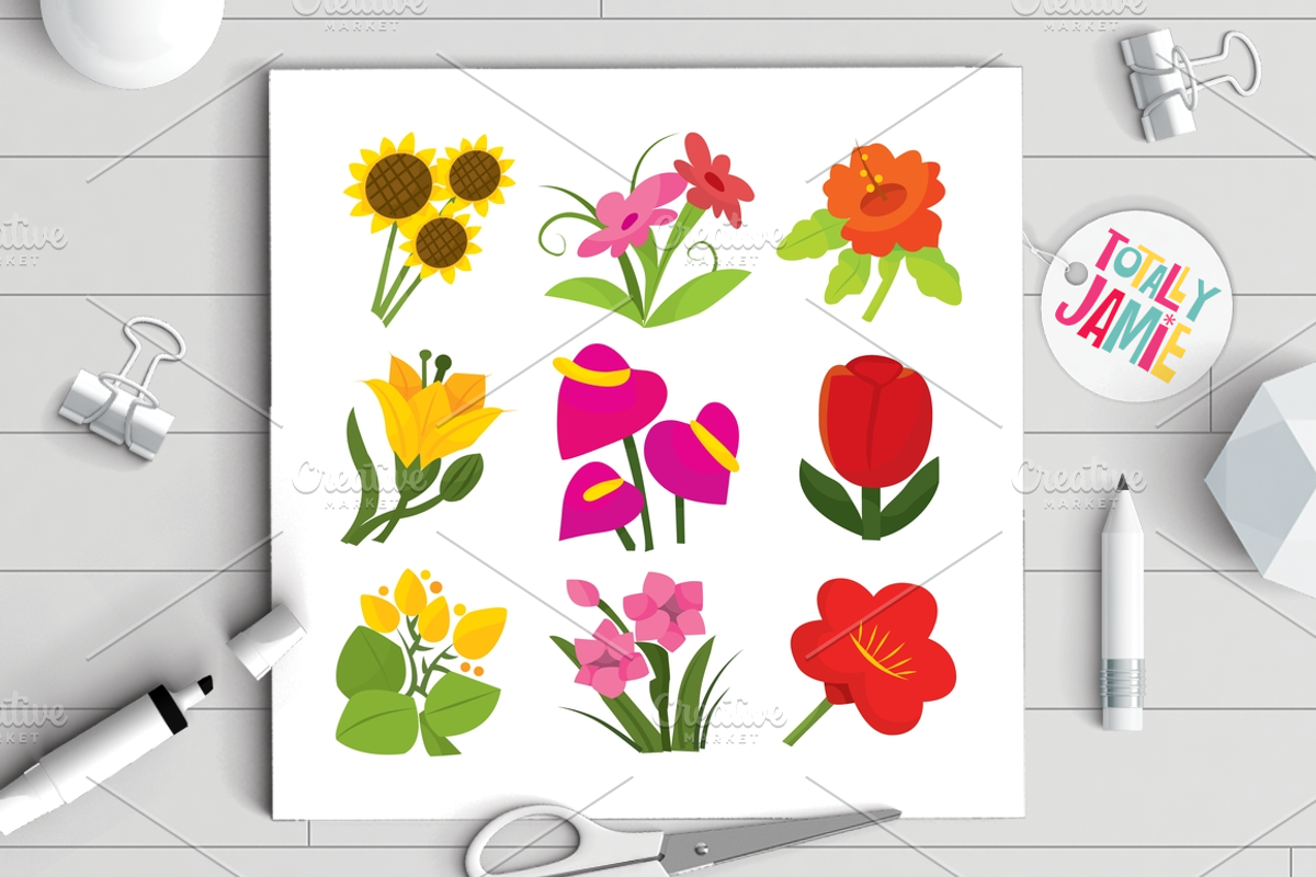 Flowers Set, an Illustration by totallyjamie