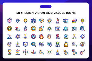 50 Mission Vision and Values Icons, an Icon by Wencory