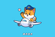 Shiba Inu Pilot Flying A Plane Icon, an Animal Illustration by tkzgraphic (Thumbnail 1 of 3)