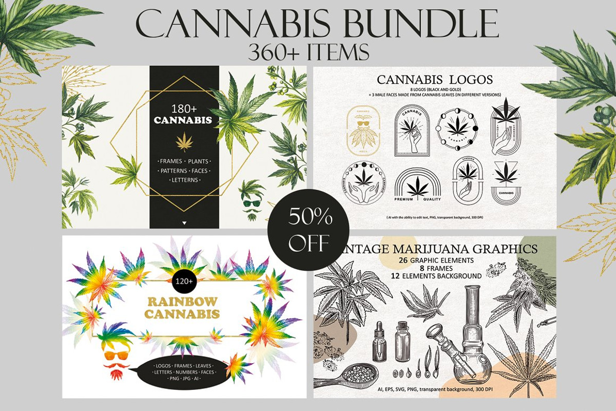 VINTAGE MARIJUANA / CANNABIS SVG, an Icon by Elena_Sedova (Photo 8 of 8)
