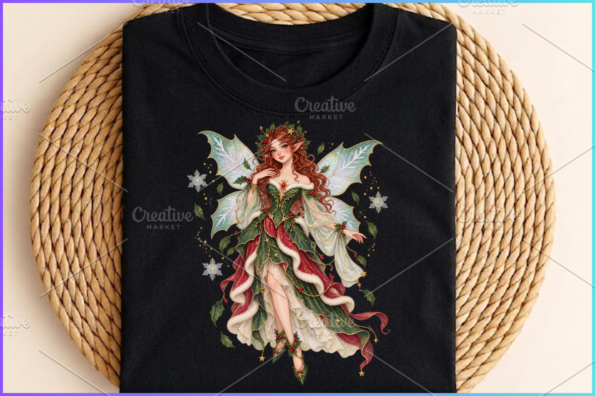 Magical Christmas Fairy Clipart PNG, a Seasonal Illustration by Ink Gallery (Photo 11 of 13)