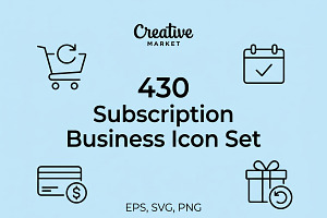430 Subscription Business Icon Set, an Outline Icon by adenpinkstore