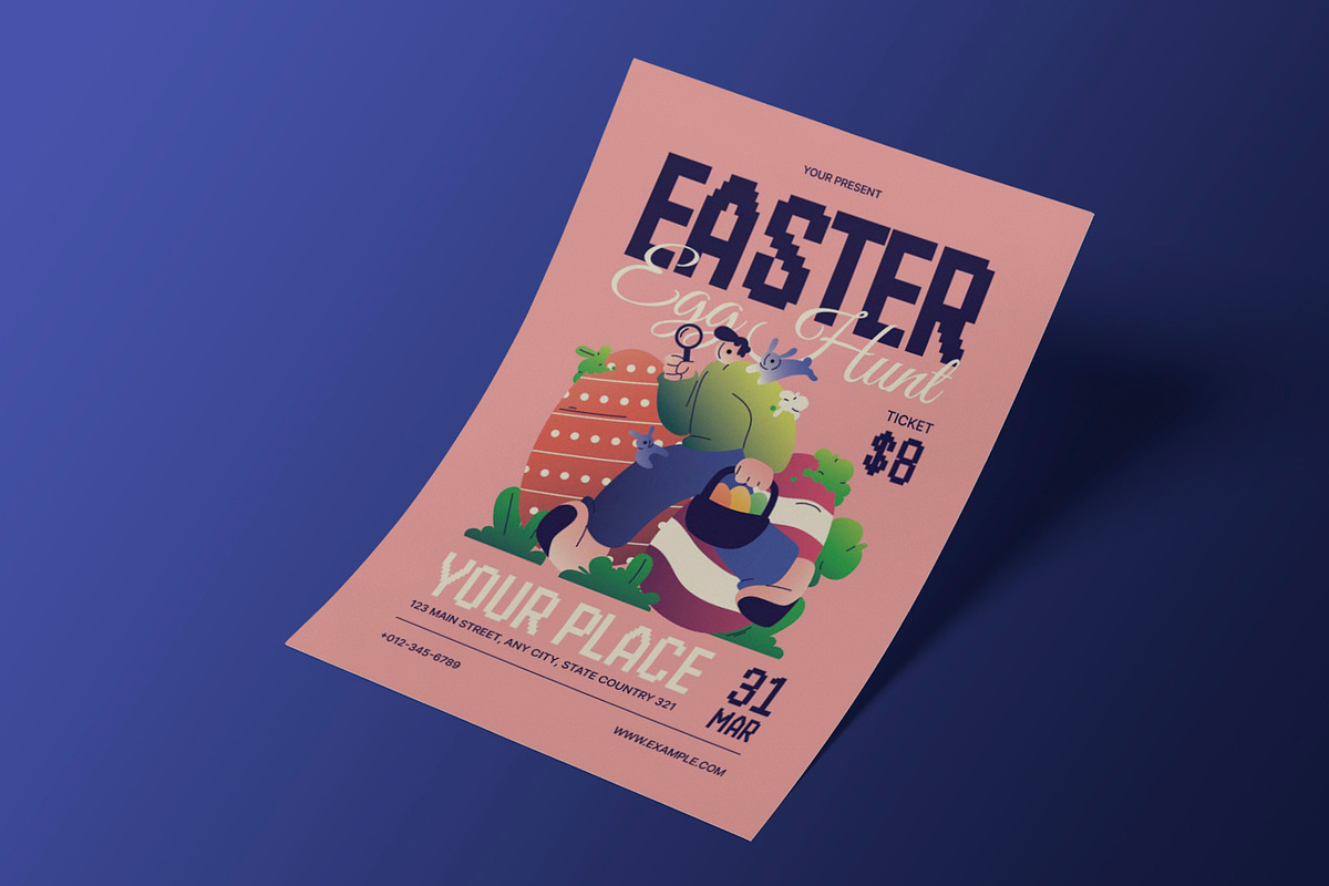 Red Gradient Easter Greeting Card, a Flyer Template by Neermana (Photo 2 of 4)
