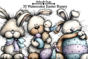 Watercolor Easter Bunny Clipart, an Illustration by Watercolor design