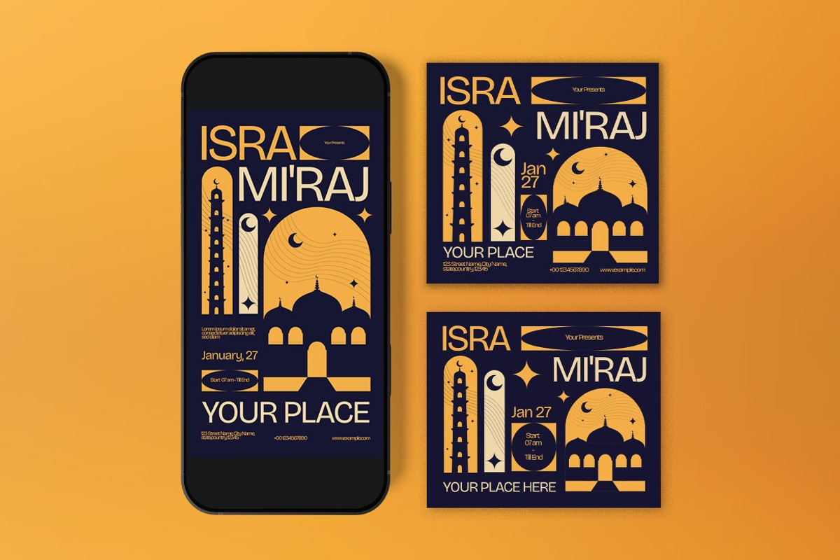 Purple Isra Mi'raj Flyer Set, a Flyer Template by graphicook (Photo 3 of 3)