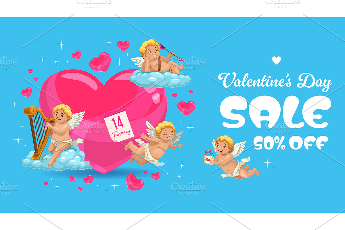 Valentines day sale banner with play, an Illustration by Vector Tradition (Photo 2 of 3)