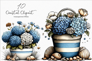 Whimsical Coastal Clipart, an Illustration by SinaCreation