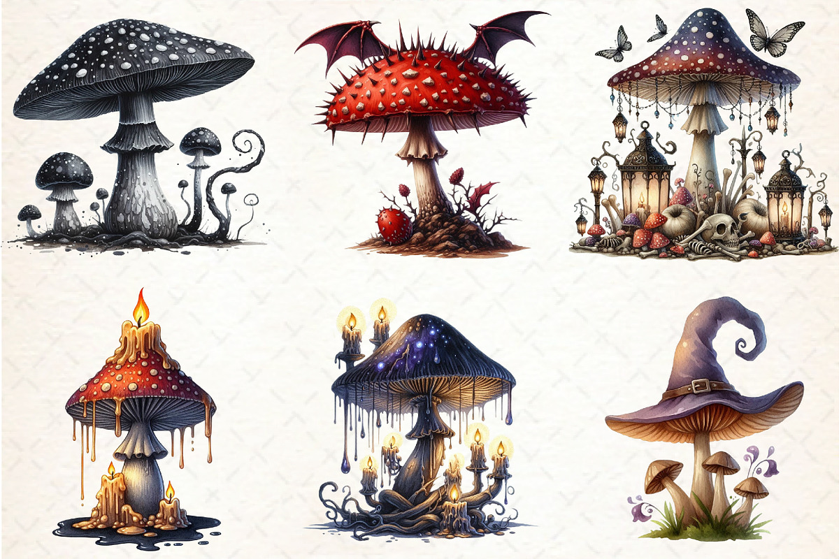Gothic Mushroom clipart, an Illustration by Libby Wishes (Photo 2 of 7)